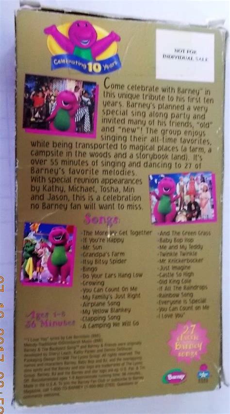 Sing & Dance with Barney 10 Year Anniversary 1998 VHS Screener Video RARE | #1903099995