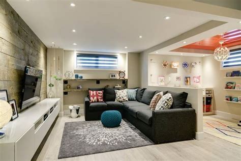 Cozy Basement Family Living Room Furniture Ideas