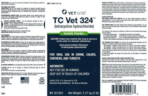 TETRACYCLINE HYDROCHLORIDE- tc vet 324 powder