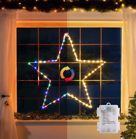 Quntis Christmas Window Star Lights, 19.6Inch 70LEDs Color Changing ...