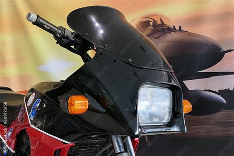 Front detail of sport motorbike Kawasaki GPZ900R, also known as ZX900A ...