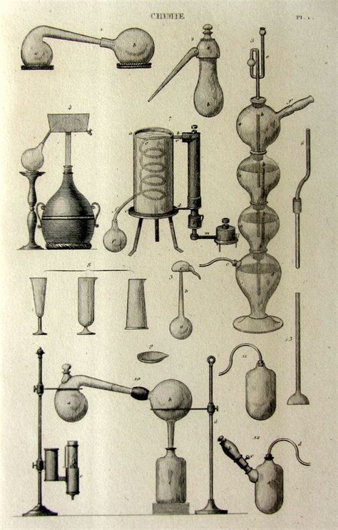 an old book with different types of beaks and flasks