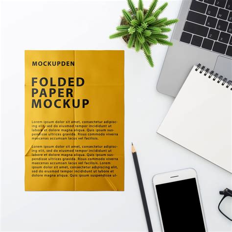 Free Folded Paper Mockup PSD