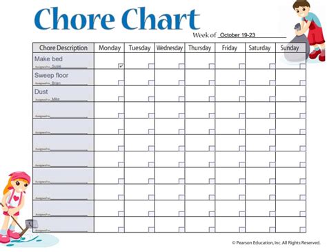 Weekly Chore Chart Template