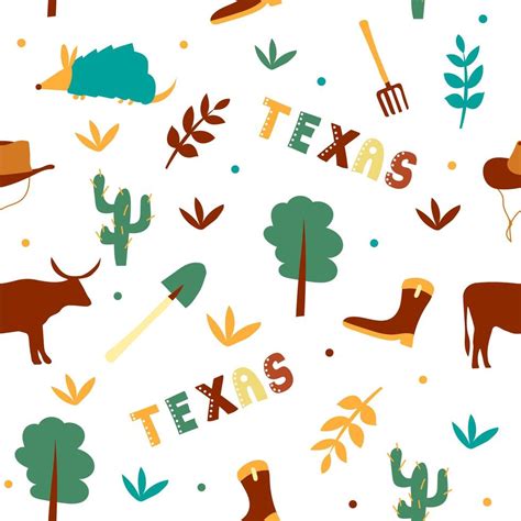 USA collection. Vector illustration of Texas theme. State Symbols ...