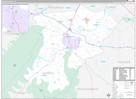 Warren County, VA Wall Map Premium Style by MarketMAPS - MapSales