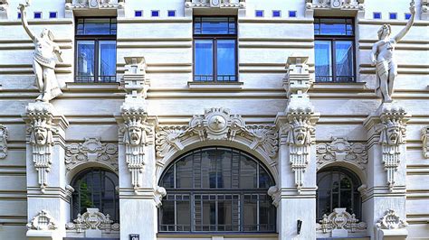 HD wallpaper: white building, house facade, latvia, riga, art nouveau, architecture | Wallpaper ...