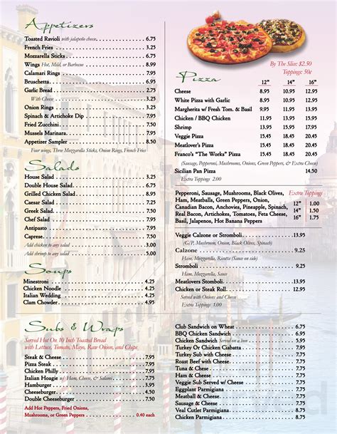 Franco's Italian Restaurant menus in Mechanicsville, Virginia, United ...