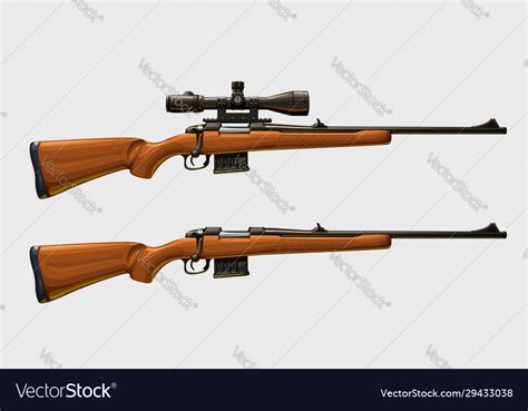 Sniper rifles set side view Royalty Free Vector Image