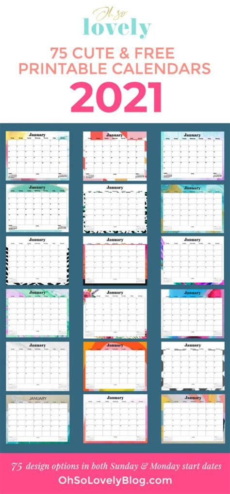 Free Cute Printable Calendar 2021 | Free Letter Templates