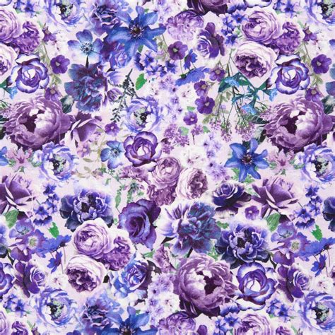 Purple Springtime Peony Florals Fabric by Timeless Treasures - modeS4u