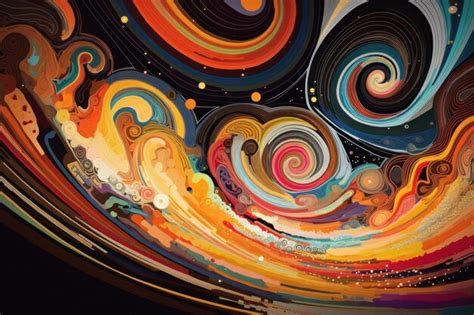 Premium AI Image | A colorful abstract painting with swirls and swirls.