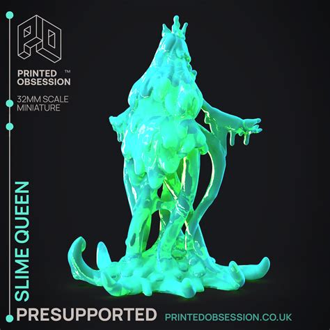 3D file Slime Queen - The Gelatinous Queen - PRESUPPORTED - Illustrated and Stats - 32mm scale ...