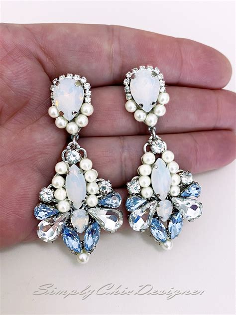 Swarovski Crystal Bridal Earrings Swarovski Wedding Earrings - Etsy