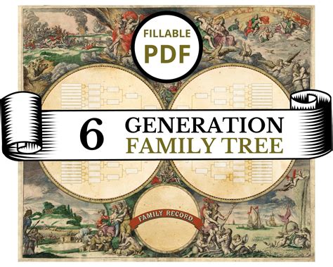 FILLABLE Family Tree Chart 6 Generations HUGE Prints up to - Etsy