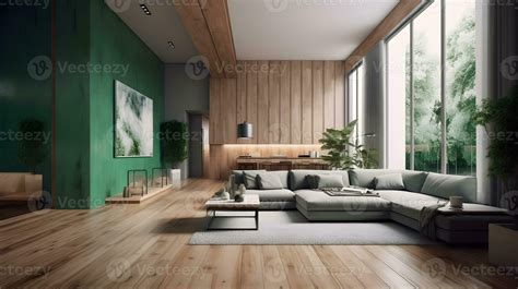 Interior wooden living room design. AI generated. 25529143 Stock Photo ...