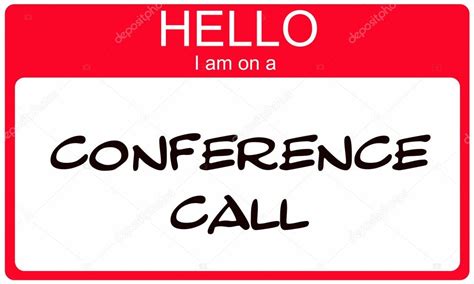 Red Hello I am on a Conference Call Name Tag — Stock Photo © mybaitshop ...