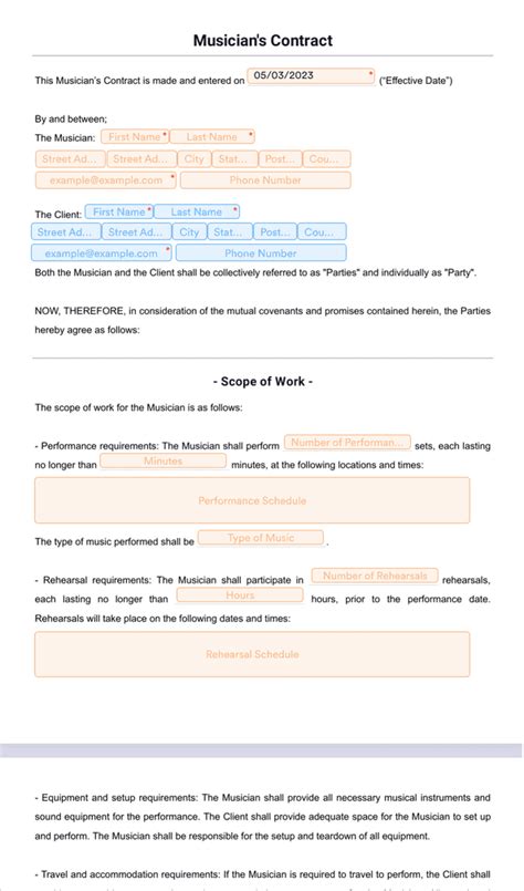 Musicians Contract Template - Sign Templates | Jotform