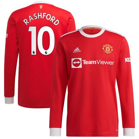 Men's adidas Marcus Rashford Red Manchester United 2021/22 Home Replica ...