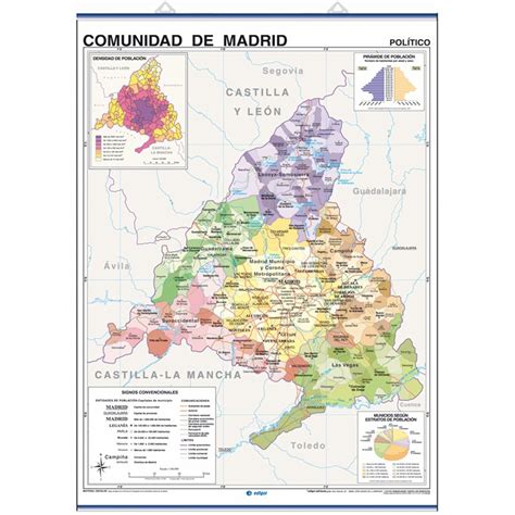 Comunidad de Madrid, Físico/Político, 100 x 140 cm – LA CULTURAL