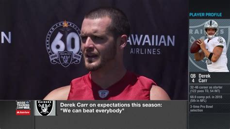 Oakland Raiders quarterback Derek Carr discusses outlook for second season under head coach Jon ...