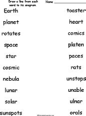 Word to Word: Anagram Matching Worksheets at EnchantedLearning.com