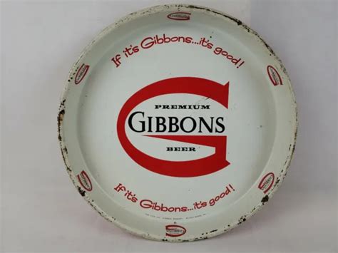 VINTAGE GIBBONS PREMIUM BEER Advertising Metal Serving Tray Wilkes ...