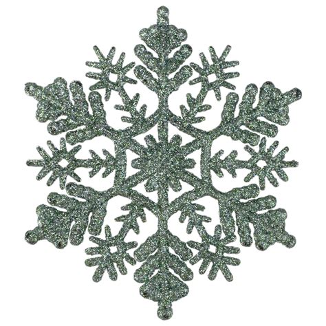 Northlight 24ct Glitter Snowflake Christmas Ornament Set 4" - Peacock Green - Walmart.com ...