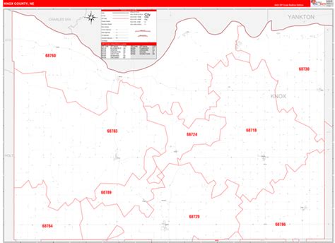 Knox County, NE Zip Code Wall Map Red Line Style by MarketMAPS - MapSales