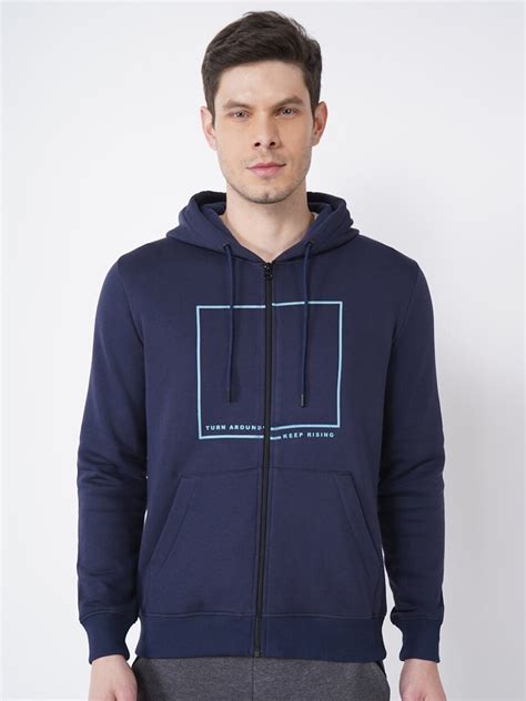 Buy Blackberrys Men Navy Blue Printed Hooded Sweatshirt - Sweatshirts ...