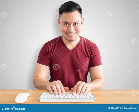 Smile and Happy Man in Office Desk. Stock Image - Image of happy, ideas: 89766099