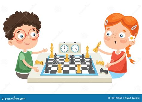 Cartoon Character Playing Chess Game Stock Vector - Illustration of ...