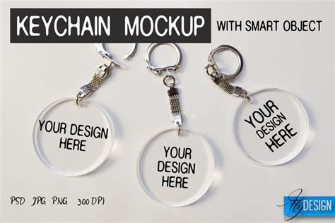 Mockup with Smart Object. Keychain Mockup. Key Keychain. PSD