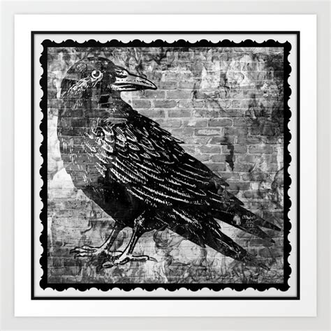 Raven - Black and White Art Print by Purple Moon Arts | Society6