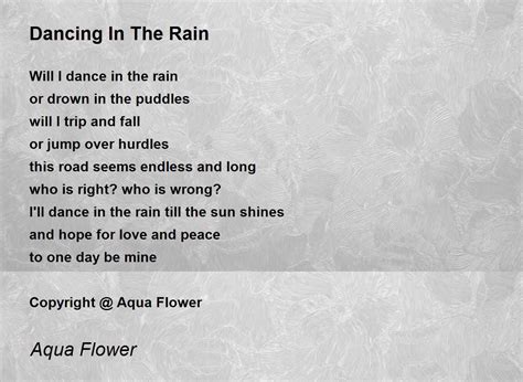 Dancing In The Rain Poem by Aqua Flower - Poem Hunter