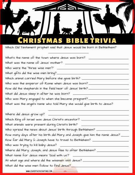 FREE Christmas Bible Trivia Printables (2 Versions!) | Christmas bible, Christmas bible trivia ...