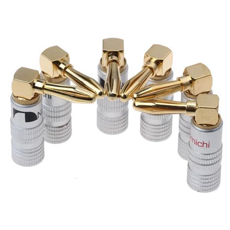 Aliexpress.com : Buy YT 20PCS Angle Speaker Banana Plug Adapter Wire Connector 24K Gold Plated ...