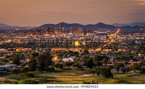 Aerial View Phoenix Arizona Skyline Sunset Stock Photo (Edit Now) 494804422