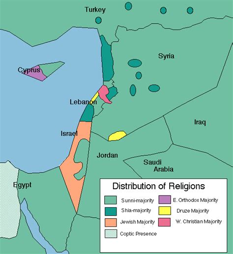 Map of The Distribution of Religions in the Middle East