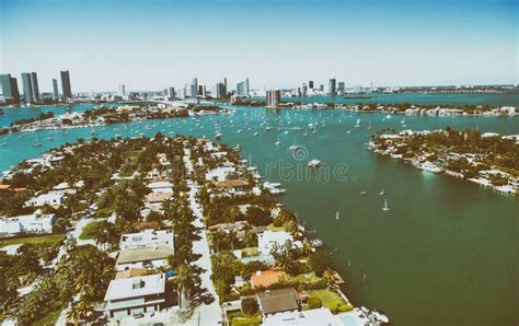 Aerial View of Miami. Palm Island on a Beautiful Day Stock Image ...