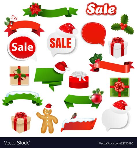 Christmas ribbon set Royalty Free Vector Image