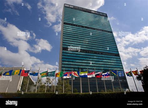 Building of the United Nations Headquarters in Lower Midtown. Between the 42nd and 48th Street ...