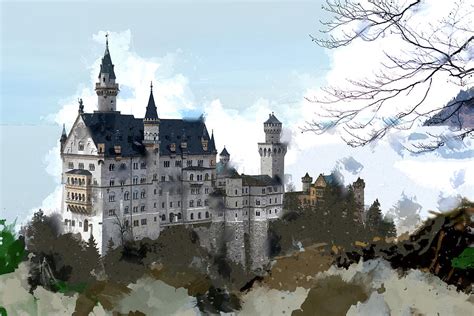 Neuschwanstein Castle Bavaria Germany Painting by Elaine Plesser - Fine Art America