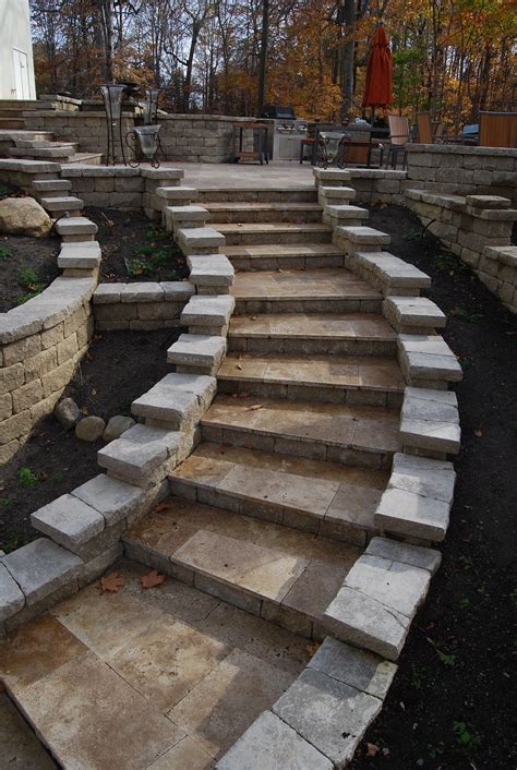 Travertine Steps, Hardscape, Pavers, Design, Fall Patios, Dayton Ohio, Cincinnati Ohio | Front ...