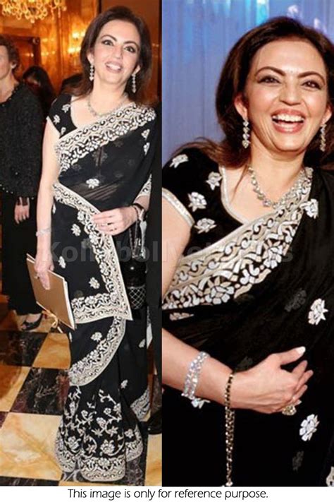 Bollywood Style Neeta Ambani Georgette Saree in Black color