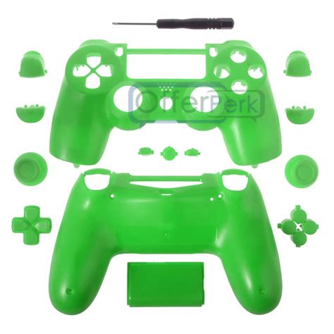 Solid Green Full Housing Shell Buttons Replacement Parts for PS4 ...