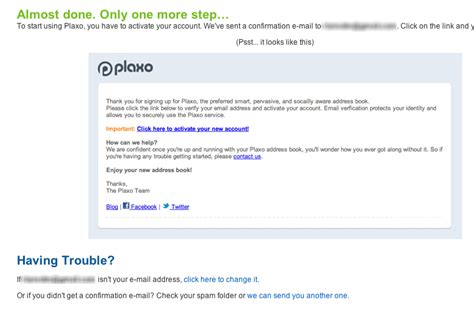 Plaxo registration and the benefits of good microcopy