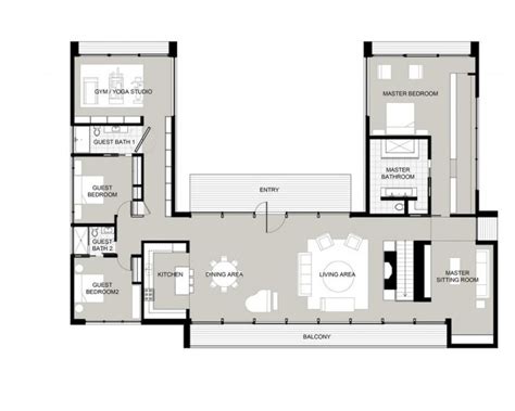 U-Shaped House Plans With Courtyard | Pool house plans, U shaped house ...