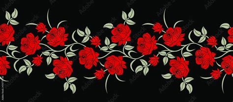 Vector rose flower border design Stock Vector | Adobe Stock