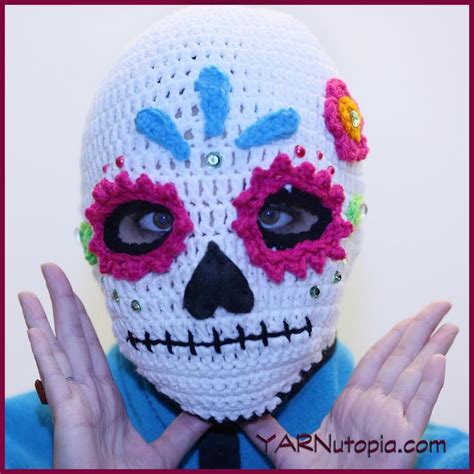 Crochet Tutorial: Sugar Skull Ski Mask - YARNutopia & More | Crochet skull patterns, Crochet ...